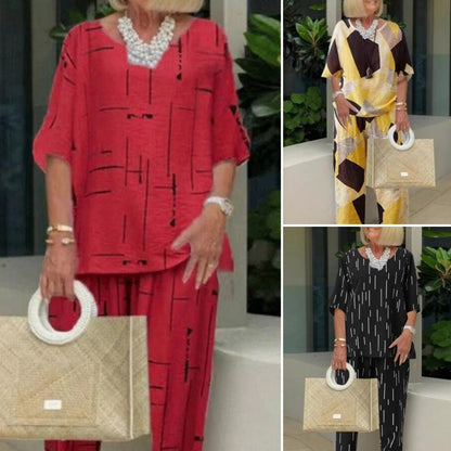 Damesmode Losse Top & Broek met Halve Mouwen Tweedelige Set