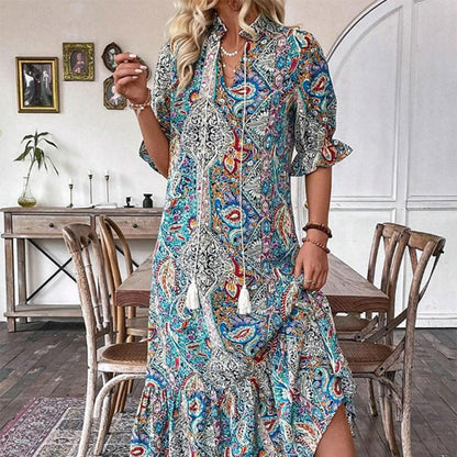 🌸Elegante boho jurken met bloemenpatroon