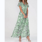 ☀️ Zomeractie – 50% KORTING! 💦Korte Mouw Lange Jurk met Bloemenprint
