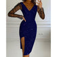 Damesjurk met V-hals en sexy mesh-overlay