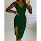 Damesjurk met V-hals en sexy mesh-overlay