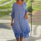 💕Elegante effen jurk met ronde hals voor dames