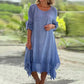 💕Elegante effen jurk met ronde hals voor dames