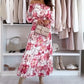 🌷❤️‍🔥Set met bloemenpatroon: off-shoulder blouse & maxirok