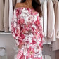 🌷❤️‍🔥Set met bloemenpatroon: off-shoulder blouse & maxirok