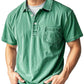 Heren Retro Casual Korte Mouwen Overhemd met Kraag, Voorzak en Knoopsluiting