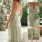 Elegante damesjurk met spaghettibandjes en sexy diepe V-hals