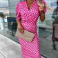 Womenswear Gedrukte Bubble Mouw V-Hals Korte Mouw V-Hals Taillejurk
