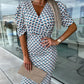 Womenswear Gedrukte Bubble Mouw V-Hals Korte Mouw V-Hals Taillejurk