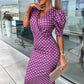 Womenswear Gedrukte Bubble Mouw V-Hals Korte Mouw V-Hals Taillejurk
