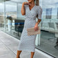 Womenswear Gedrukte Bubble Mouw V-Hals Korte Mouw V-Hals Taillejurk