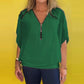 Damestop met casual ritssluiting en chiffon hals