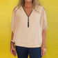 Damestop met casual ritssluiting en chiffon hals