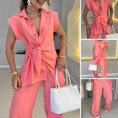 ✨ Laatste dag aanbieding - 49% korting✨ Elegante top met taille & casual broekenset