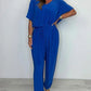 Effen jumpsuit met V-hals en losse taille voor dames