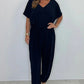 Effen jumpsuit met V-hals en losse taille voor dames