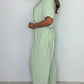 Effen jumpsuit met V-hals en losse taille voor dames