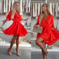 🌸Uitverkoop 49% korting🌸V-hals effen asymmetrische zoomjurk