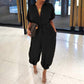 Casual, losse jumpsuit met korte mouwen en knoopsluiting voor dames