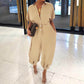 Casual, losse jumpsuit met korte mouwen en knoopsluiting voor dames