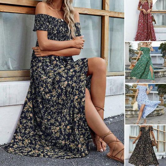 Elegante gebloemde off shoulder jurk voor vrouwen