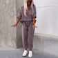 Casual Solid Korte Mouw Tops voor Vrouwen ＆ Broek Tweedelige Set