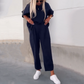 Casual Solid Korte Mouw Tops voor Vrouwen ＆ Broek Tweedelige Set