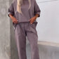 Casual Solid Korte Mouw Tops voor Vrouwen ＆ Broek Tweedelige Set
