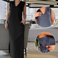 Mouwloze maxi-jurk met V-hals en split voor dames