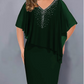 💐 Cape-jurk met V-hals en strass-steentjes, met een overlaag van chiffon
