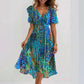 ✨Speciale blauwe midi-jurk met korte mouwen