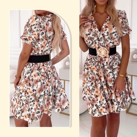 Mini jurk met bloemenprint en V-hals voor dames