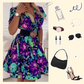 Mini jurk met bloemenprint en V-hals voor dames