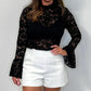 Dames Sexy Kanten Top met Lange Mouwen