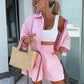 Set van 2 levendige effen shirts met korte mouwen en hoge taille shorts