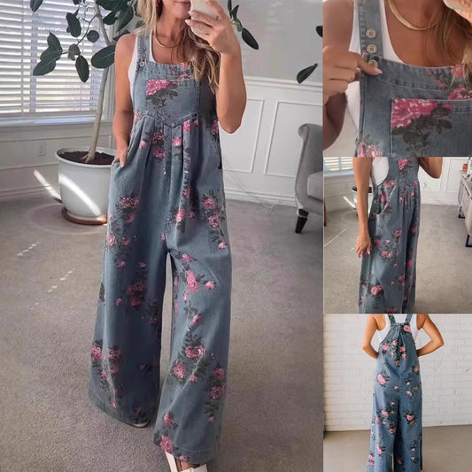 ✨2026 Hot Sale --50% korting💖Dames casual jumpsuit met print van denim