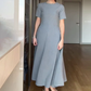 🌸Nieuwe collectie 50%OFF💖 Vrouwen effen kleur elegante korte mouwen Maxi jurken