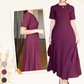 🌸Nieuwe collectie 50%OFF💖 Vrouwen effen kleur elegante korte mouwen Maxi jurken