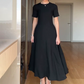 🌸Nieuwe collectie 50%OFF💖 Vrouwen effen kleur elegante korte mouwen Maxi jurken