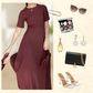🌸Nieuwe collectie 50%OFF💖 Vrouwen effen kleur elegante korte mouwen Maxi jurken