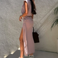 Elegante top en rokset met hoge split voor dames