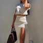 Elegante top en rokset met hoge split voor dames