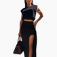 Elegante top en rokset met hoge split voor dames