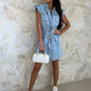 Elegante Mouwloze Lichtblauwe Denim Jurk