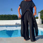 Set van eenkleurige off-the-shoulder top en broek