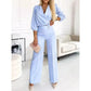 Damesmode V-hals top en broekset
