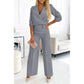 Damesmode V-hals top en broekset