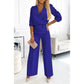 Damesmode V-hals top en broekset