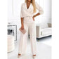 Damesmode V-hals top en broekset