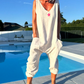 Losse mouwloze jumpsuit met een V-hals voor vrouwen in de zomer